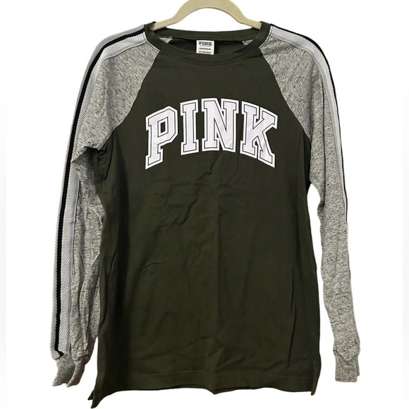 PINK COLOR BLOCK CAMPUS TEE - Picture 1 of 5